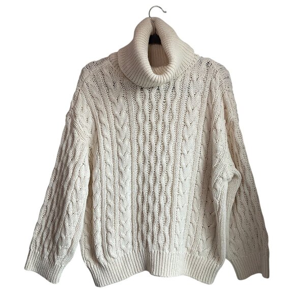 New Anthropologie Pilcro Med Cable Knit Turtleneck Sweater Fisherman - Picture 7 of 11